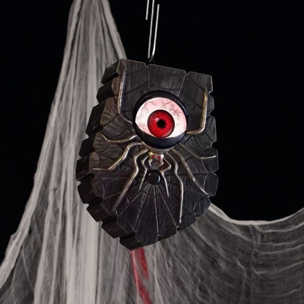 Halloween Eyeball Spider d?rrklocka dekor med ljus ja ljud