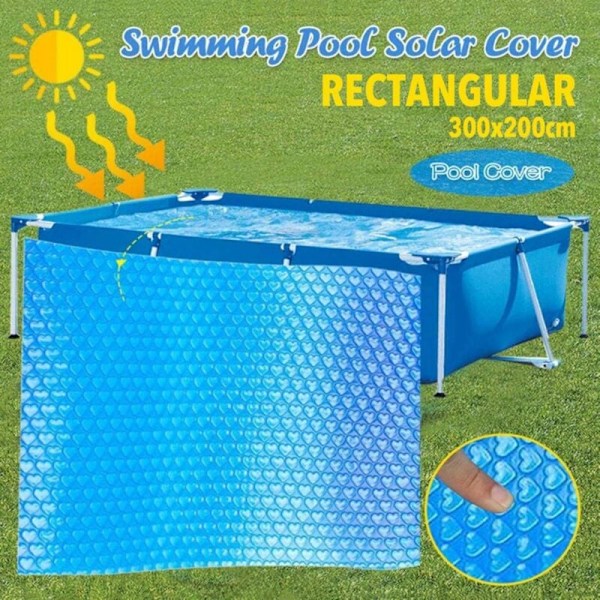 Bobleovertræk - Rektangulært solcellepoolovertræk Beskyttende overtræk Solcellepoolvarmer Udendørs have Termisk isoleringsfilm til swimmingpool 200 cm x 300 cm