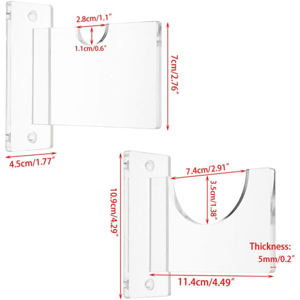 Galaxy Vægmonteret Akryl Baseball Bat Stativ Akryl Klar Stativ 2 Dele