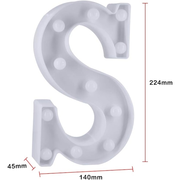 LED-bokstäver för födelsedag och bröllopsdekoration, batteridriven (S) S