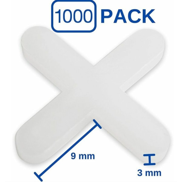 Flisavstandskors, 3 mm tykke, 1000 stk, Kryss for jevn avstand
