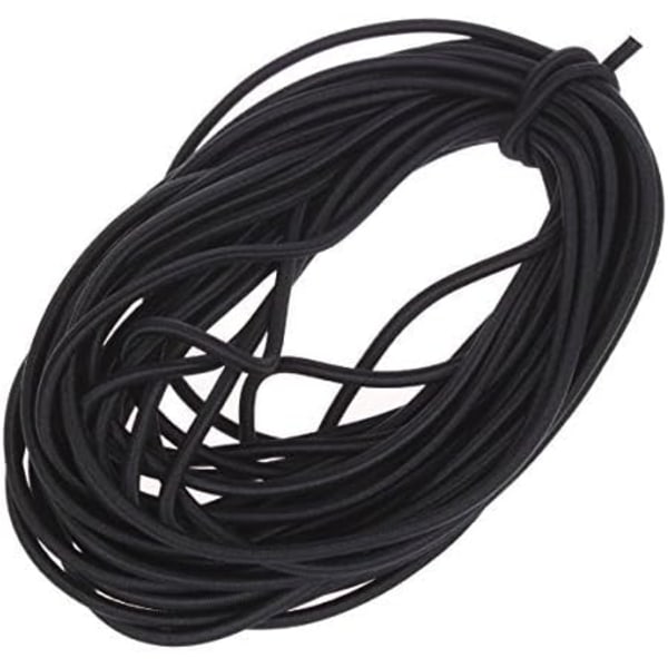 1/8-tums (3 mm) Svart Kraftig Stretch Rund Elastisk Snöre (10 Yards Längd) Svart Svart Svart