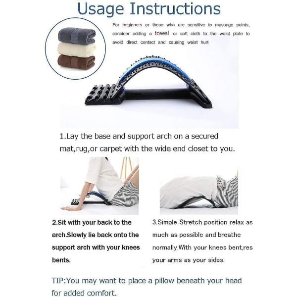 Utrustning för stretching av rygg Sängstol og massasjeapparat for bilrygg (svart/blå)