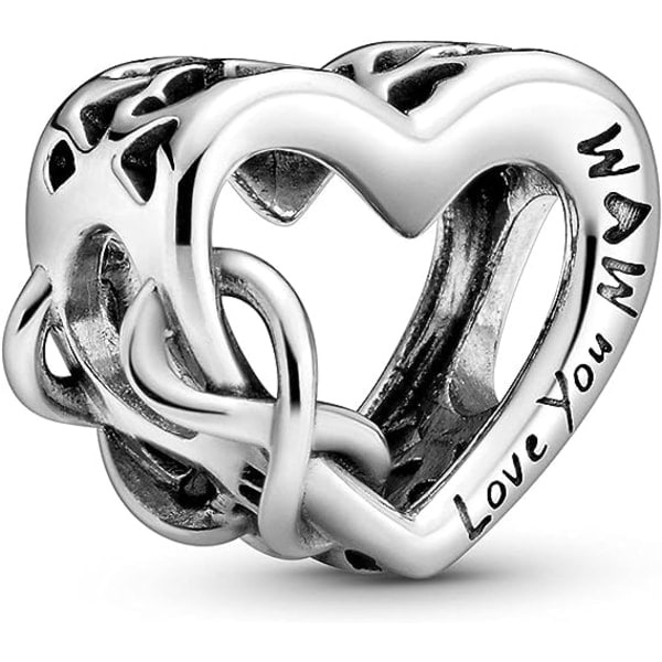 Galaxy Moments Kvinnors Sterling Sølv Love You Mum Infinity Heart Armband Charm