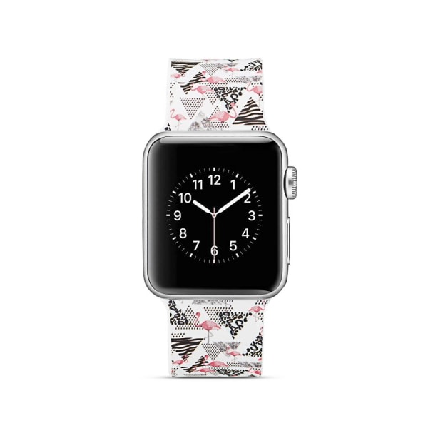 Silikon klokkebånd for Apple Watch 4 44mm, 3/2/1 42mm - Flamingo flerfarget