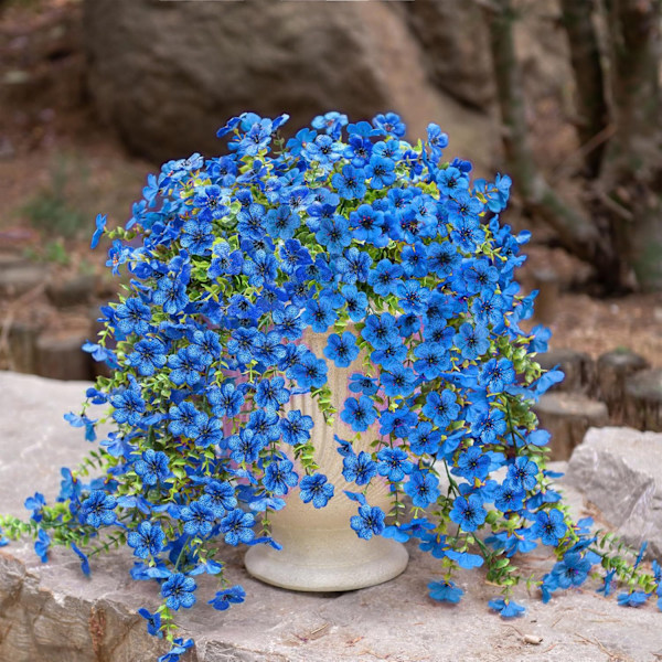 Simulasjon plastblomster eukalyptus fiolett grønne blader rotting stue innendørs rom vegghengende dekorasjon falske blomster (blue)