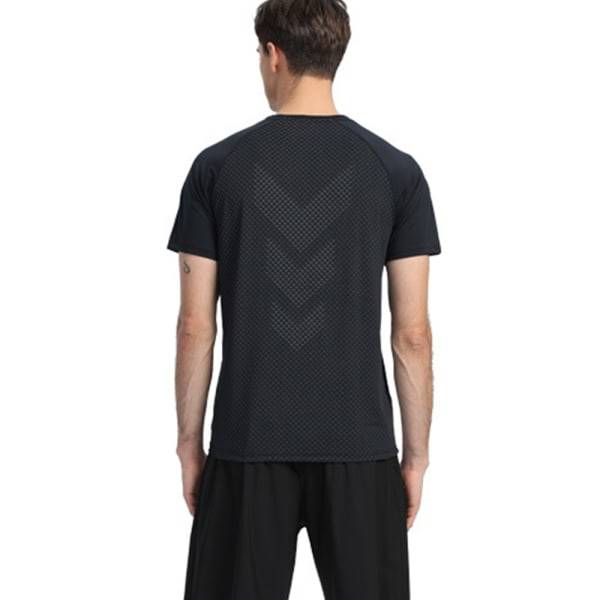 Svarta tränings T-shirts för män Quick Dry Performance Kortärmad XL