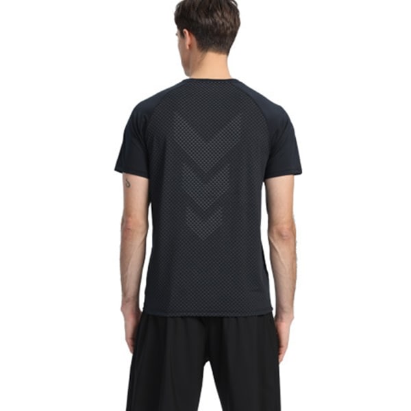 Svarta treningsströjor for män Quick Dry Performance Kortärmad XL