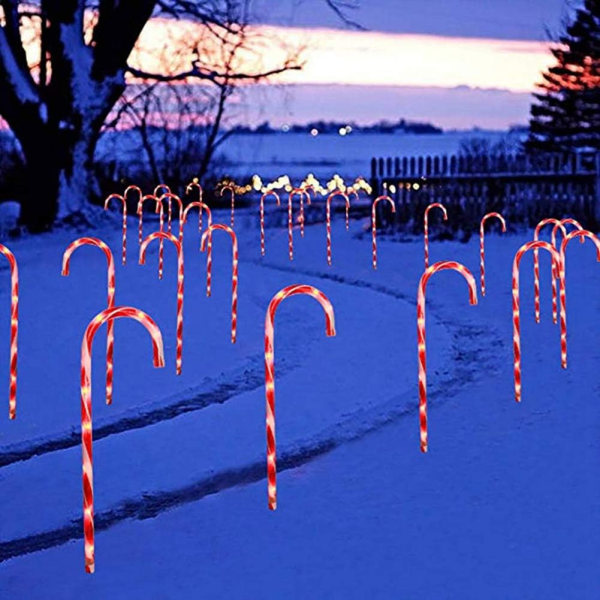 10 stycken juldekoration utomhusljus LED Candy Cane Light