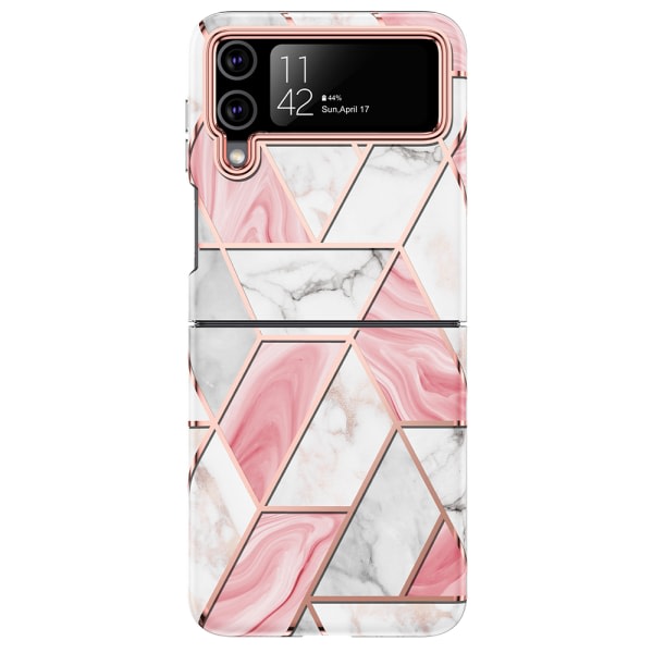 TG Samsung Galaxy Z Flip 4 - Tyylissä Marmoria Muistuttava Pinkki Kotelo