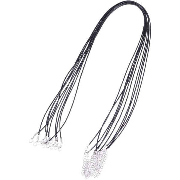 10 st vaxat halsband gör-det-själv smycken repkedja rep med hummerlås (svart)