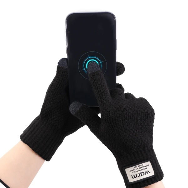 Vinter Touchscreen-Handskar Män Tjocka Varma Stickade Handskar Utomhus Skidåkning Cykling Motorcykel Kallsäkra Fingerhandskar
