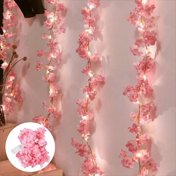 Konstgjord sidenblomstergirlang med 20 LED 2M ljusslinga för bröllopsfest sovrumsdekoration yinghua leaf 2M20LED