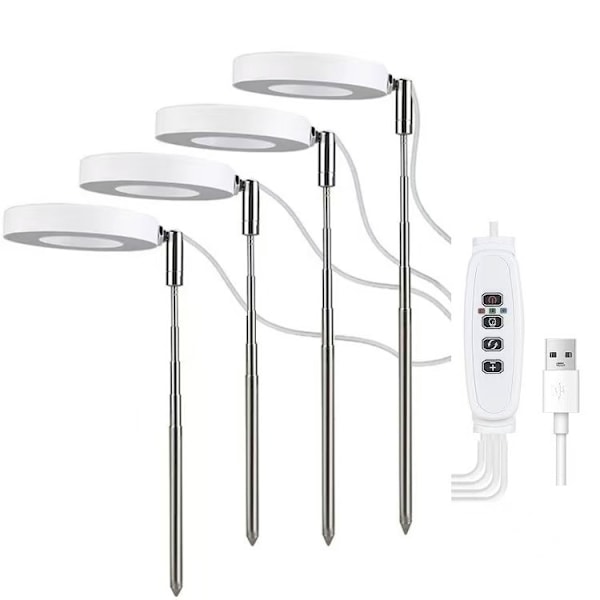 LED teleskopisk plantelys vekstlampe engelring sukkulent rød og blått lys fullspektrum blomst tidsstyring plantelys White Angel Ring One red and blue light 5W