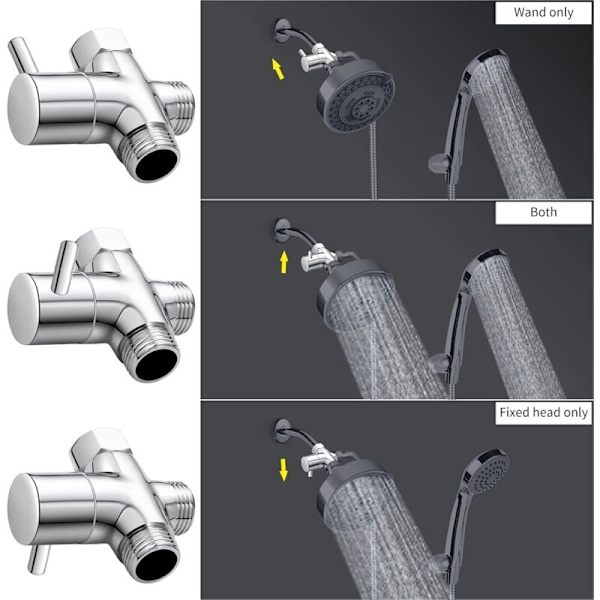 G1/2\" 3-vägsventil, solid mässing 3-vägsventil, handduschset, universella tillbehör