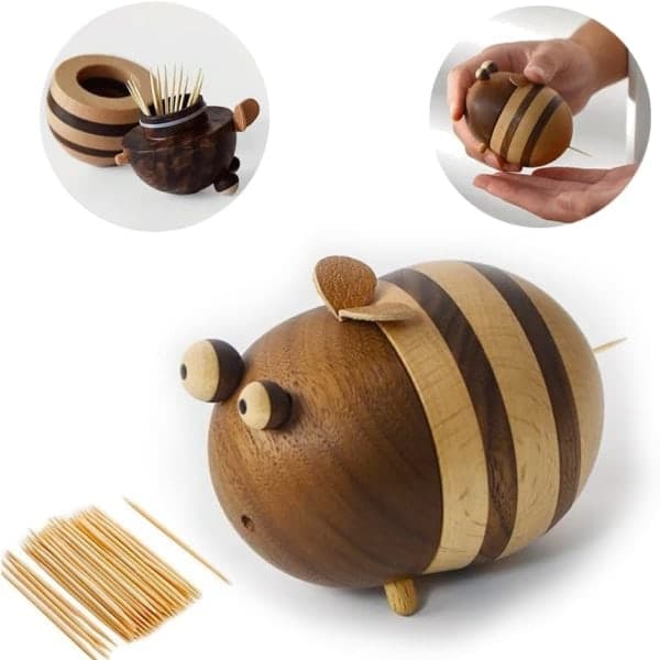 Creative Wooden Toothpick Holder, Bee Design, Household Gift