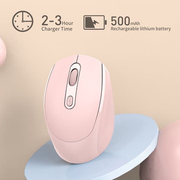 2,4 GHz trådlös Bluetooth-mus 1600 DPI mini optisk mus med 4 knappar, tyst ergonomisk datormus för PC, bärbar dator och Mac, vit