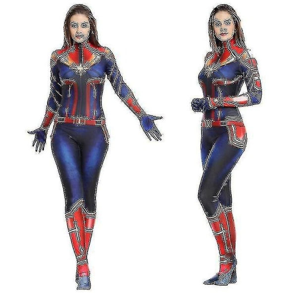 Captain Marvel Stram Jumpsuit Marvel Hero Captain Marvel Cospl-1_a