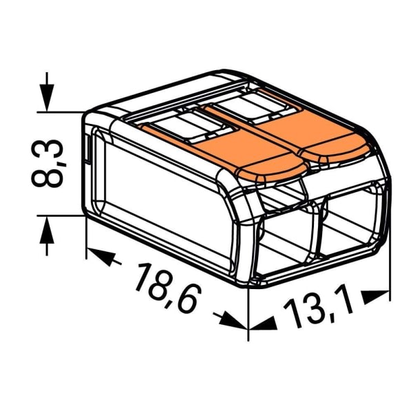 Klemme, 2-leder, 4 mm², tilkoblingsklemme med spak