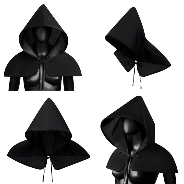Gotisk Kort Kappe Unisex Tilbehør Til Halloween Fest Middelalderlig Cowl Cosplay Kostume Djævel Kapper Hexe Troldmand Hættede Kostumer
