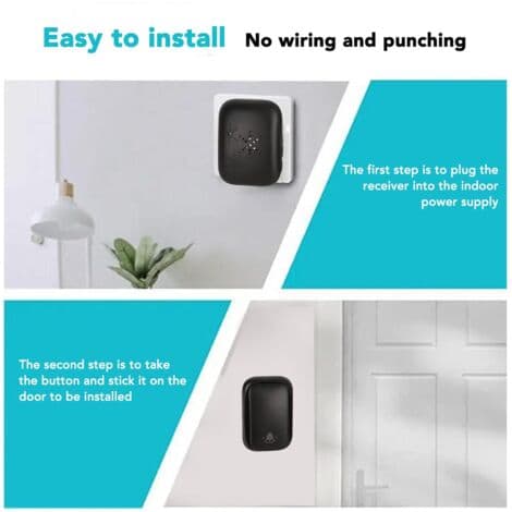 Self-Powered Wireless Doorbell - 305m Range - IP44 Waterproof - 38 Ringtones - 4 Adjustable Volume Levels - Easy Installation