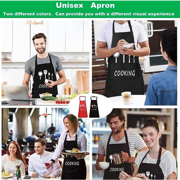 2-pakkivedetön keittiöesiliina miehille ja naisille, Unisex Chef Kitch
