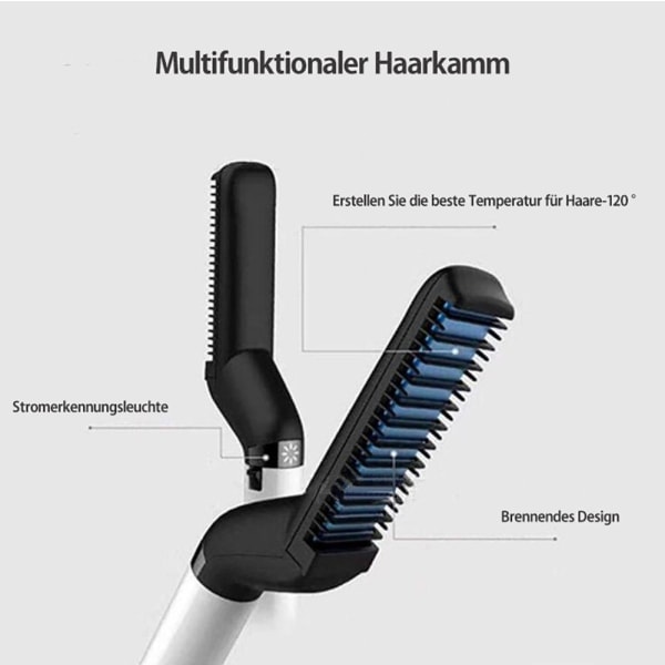 Sähköinen parran suoristuskampa miehille, DIY kihara hiusten muotoilu, sopii sekä kiharalle että suoralle hiukselle