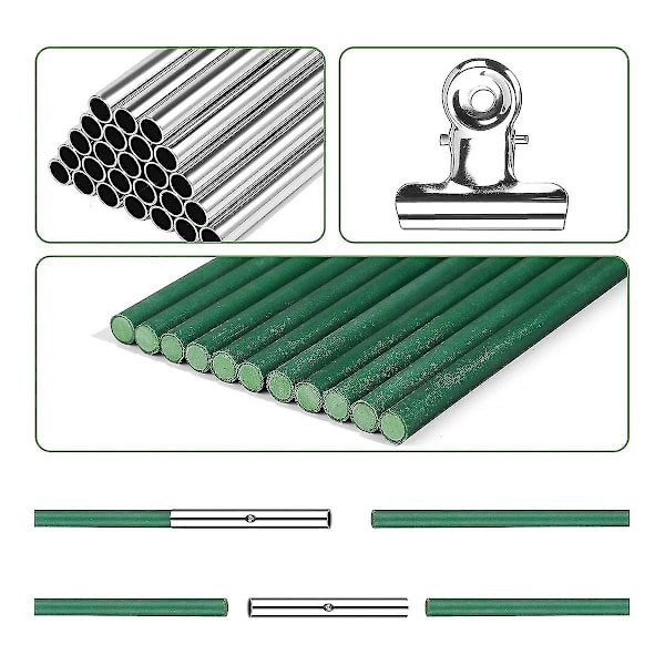 36 st Växthusbågar Odlartunnel 6 Set med 2,6 m Långa Trädgårdsbågar Kit, Rostfritt Glasfiber R
