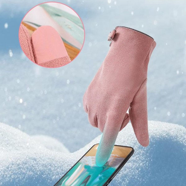 Söta Bow Fleece Touchscreen Halkfria Vinterhandskar