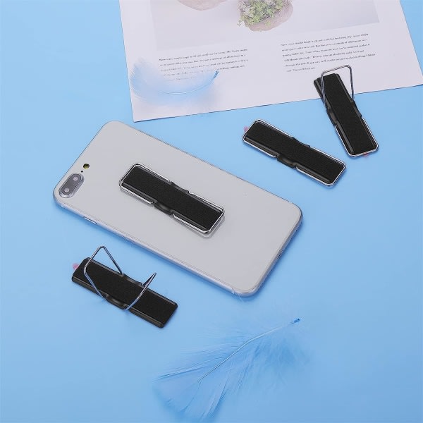 Galaxy Telefonh?llare med fingerrem, 4 st Mobiltelefonh?llare, Halkskyddande elastiska telefonremsstativ (svart)