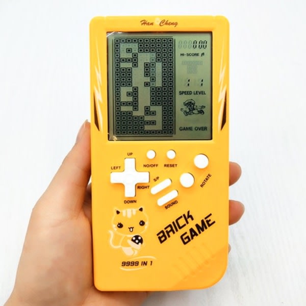 Retro Classic Childhood Tetris Handheld Game Console Videospelleksak Pedagogisk leksak gul