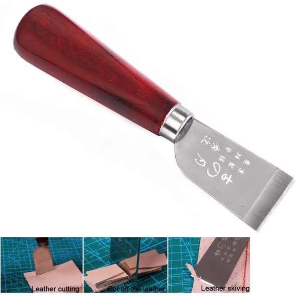 Galaxy DIY Lærblad Spade Håndverktøy med Trehåndtak Rustfritt Stål Blad for Lærarbeid