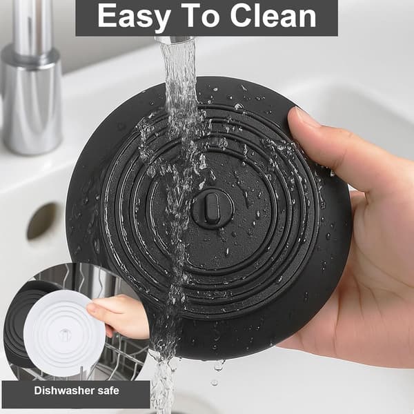 Afløbsprop - 3 Stykker - 15 cm Diameter - Hvid, Grå og Sort - Afløbsprop - Vaskeprop Universal - Silikone - Badekarsprop - Anti-Tilstopning