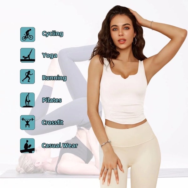 Urheiluliivit Naisille V-kaula Avoin Selkä Irrotettava Pehmustettu Kuntosali Crop Top Liivit Naisille Jooga Liivit Treenipaita, Langaton Hikoilunpoistava Hengittävä