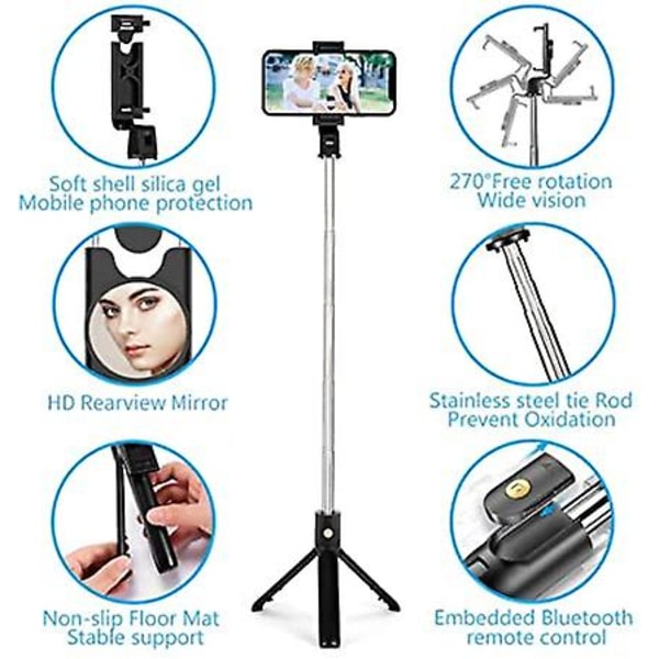 Uusi K07 stativ selfie-keppi vaakakuvaus ja pystysuora kuvaus bluetooth selfie-keppi selfie-tarvike matkapuhelinpidike