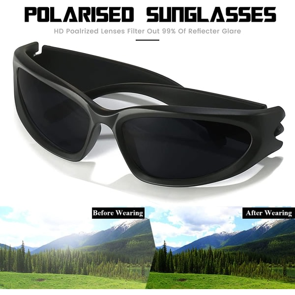 Polarisoidut Linssit Y2K Wrap Around Aurinkolasit Tyylikäs Polarisoidut UV40