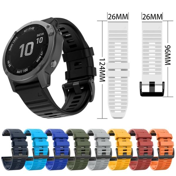 26 mm Silikonarmband för Garmin Fenix ​​​​6x 5x 3 Hr D2 Bravo