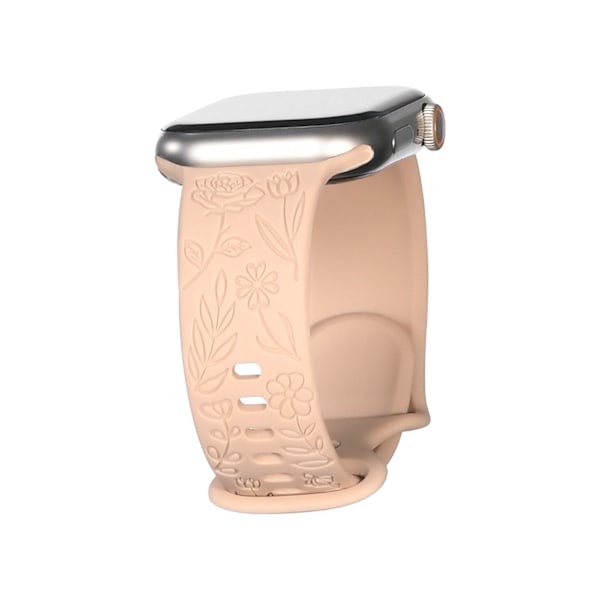 Passer til iwatchS9 876SE Apple Watch armbånd preget liten rose silikon Rose - sandrosa Rose - sandy pink 42/44/45/49mm