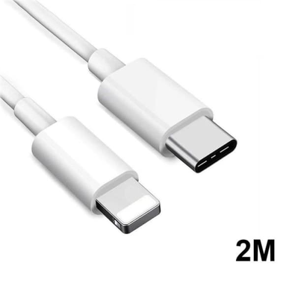 CQBB USB-laddningskabel kompatibel med Iphone 14 Pro Max - 14 -14 Pro 14 Plus - 2 meter kabel - Vit_max