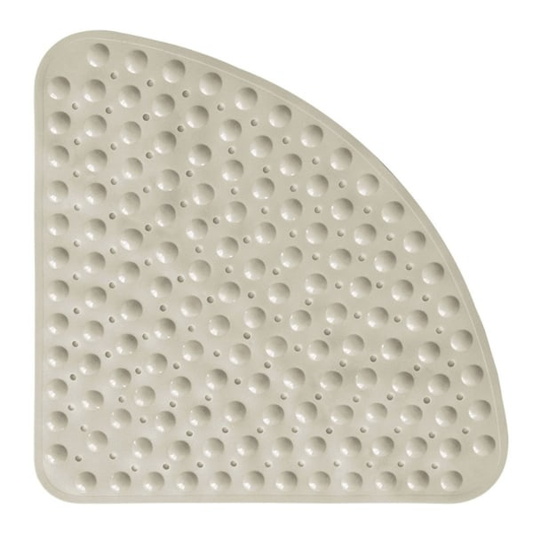 Hjørnedusjmatte i gummi Anti-skrid Sikkerhedskvadrant Badeværelsesmatte Antibakteriel Sugmatte til Brusebad eller Badekar, Skridsikker Badekarsmatte, 54x54CM, Elfenbensfarvet