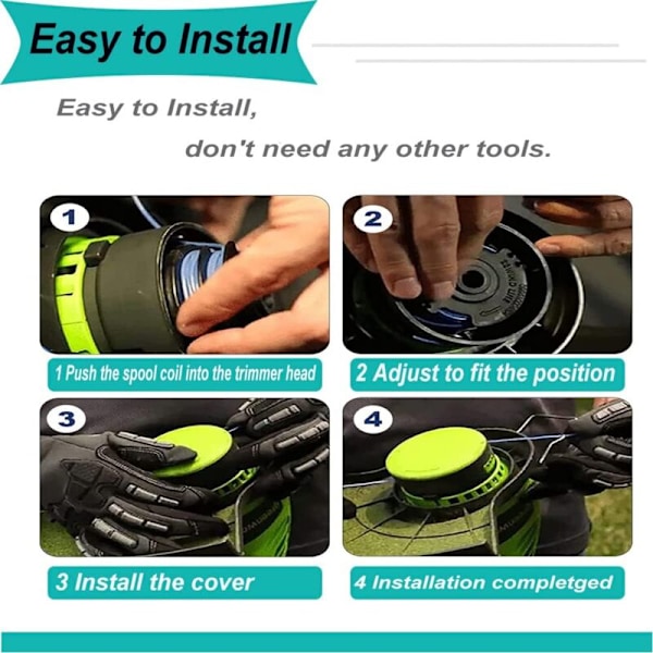 Spoletråd til BOSCH UniversalGrassCut Trimmer 18 18-26 18-260 F016800570 med dæksel (4 stk.)