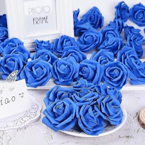 100 stk kunstige hvite roser 7 cm blomster, blomsterhoder hvite dekorasjoner, bryllupsbankett hvitt hår