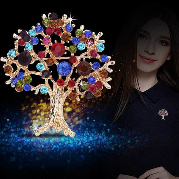 Eksklusiv fargerik diamant juletre brosje