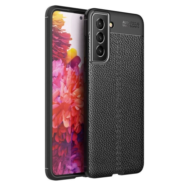 Samsung Galaxy S22 TPU-kotelo Litchi-tekstuurilla - Musta Musta