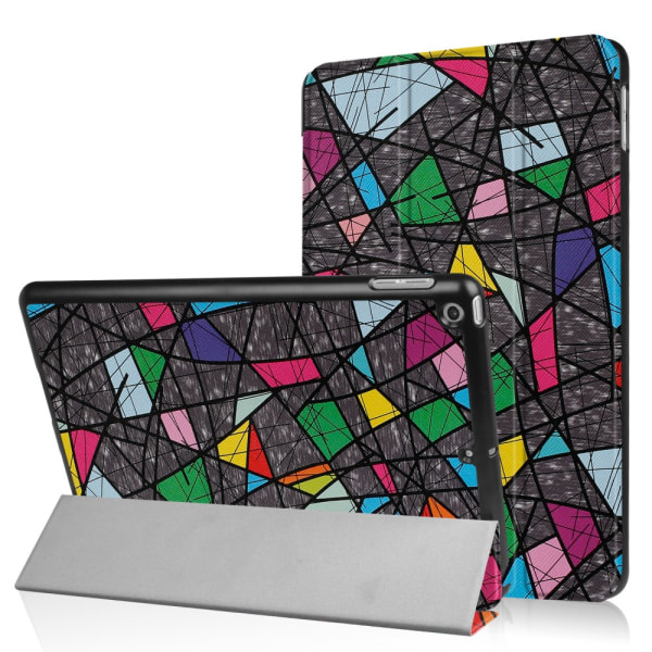 iPad 9,7" (2017 / 2018) Slim fit tri-fold fodral - geometrisk svart