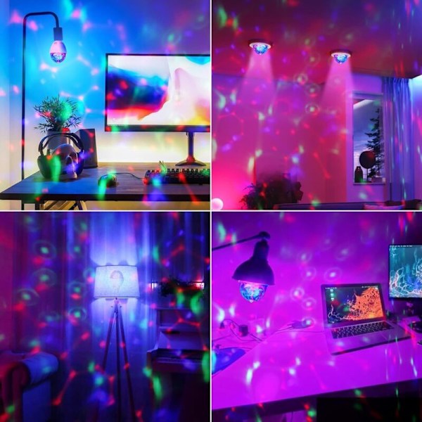 LED Party Lampe, Automatisk Roterende 3W Multi-Farve LED Pære, Disko Lys Effekt, Egnet til Alle Lamper med E27 Sokkel, Hvid