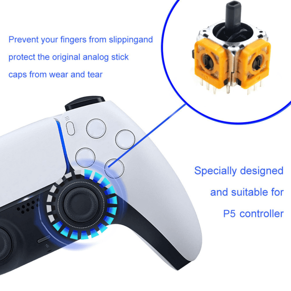 5 st 3D Analog Sensor Modul Ersättningskontroll 2,3K Joystick Axel Analog Tummepinne Reparationstillbehör Reservdel för Yellow