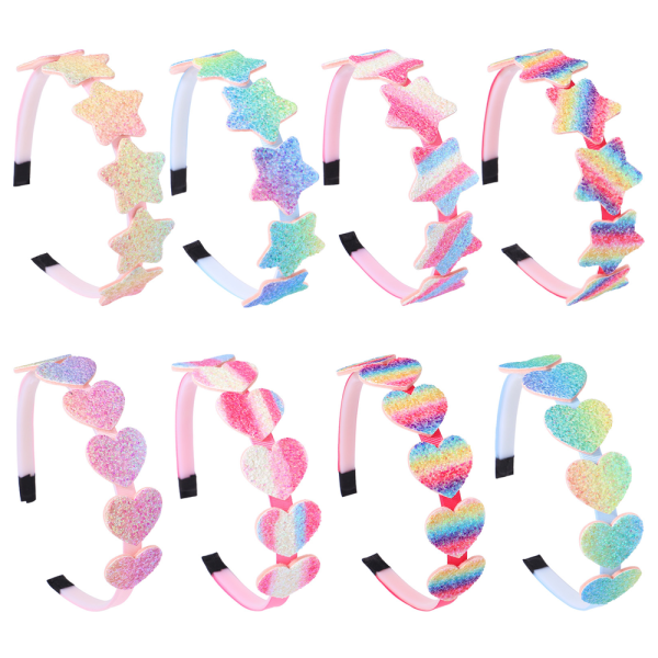 TG Rainbow Pannbandssetti Glitter Sydän Tytöt Pannband Rainbow