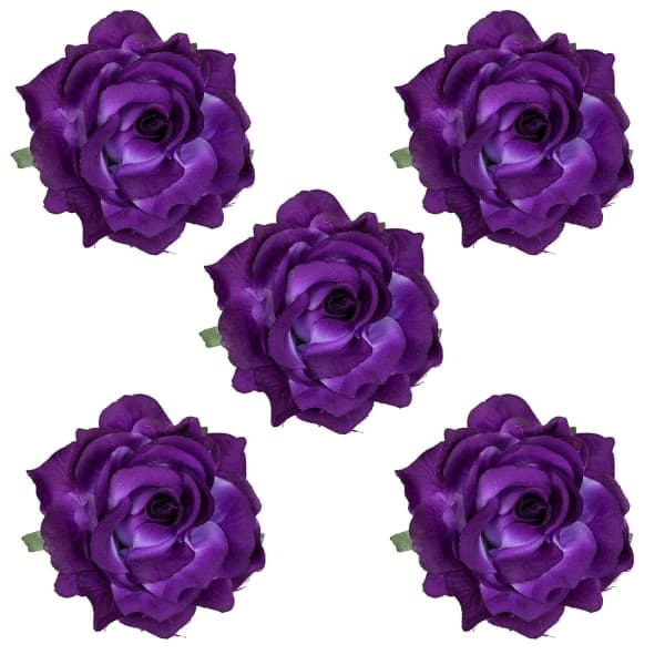 (Lila) 5 stk Store Rose Blomster Hårklemmer Broscher Tilbehør