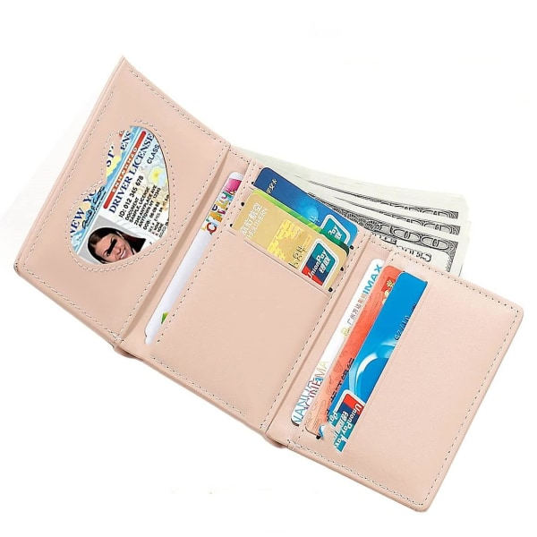 Galaxy Trifold Lommebok Smal Myntveske ID/Fotokort Holder 3D Blomster Spenne (Grønn) Grønn